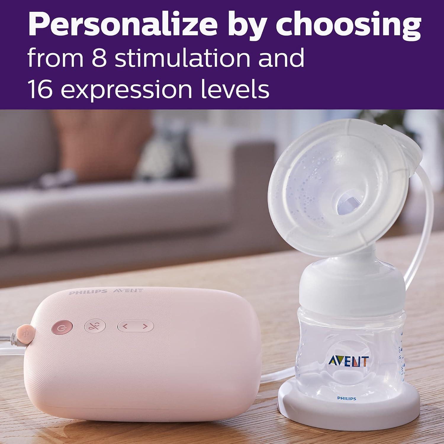 image:imagePhilips AVENT Double Electric Breast Pump Advanced with Natural Motion Technology with Clear Natural Response Baby Bottles White Pump Gray Bag Pouch and Belt SCF39462Single Electric Breast Pump
