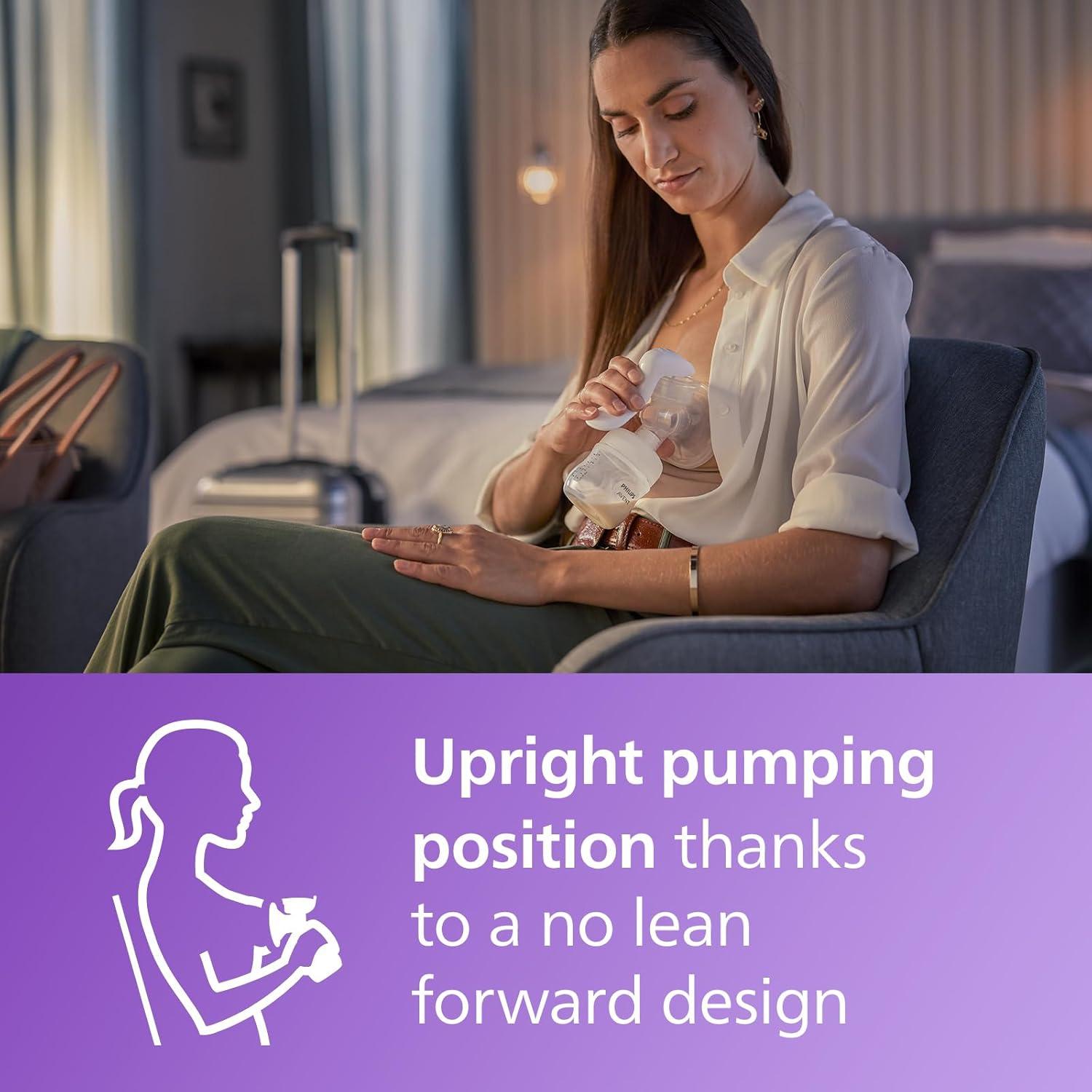 image:imagePhilips AVENT Double Electric Breast Pump Advanced with Natural Motion Technology with Clear Natural Response Baby Bottles White Pump Gray Bag Pouch and Belt SCF39462Manual Breast Pump