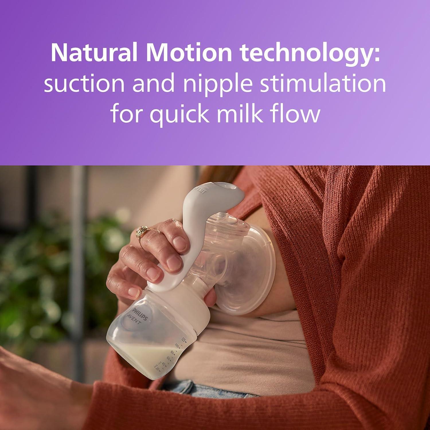 image:imagePhilips AVENT Double Electric Breast Pump Advanced with Natural Motion Technology with Clear Natural Response Baby Bottles White Pump Gray Bag Pouch and Belt SCF39462Manual Breast Pump
