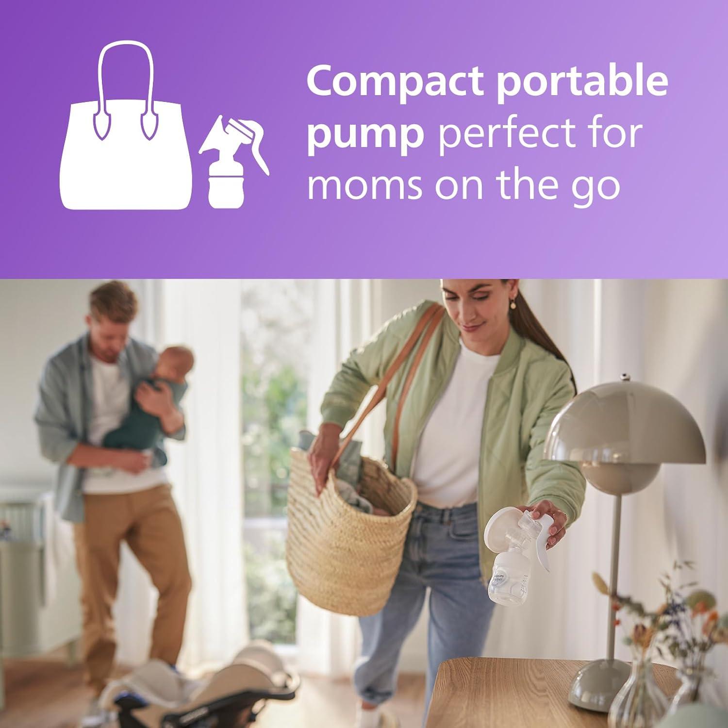 image:imagePhilips AVENT Double Electric Breast Pump Advanced with Natural Motion Technology with Clear Natural Response Baby Bottles White Pump Gray Bag Pouch and Belt SCF39462Manual Breast Pump