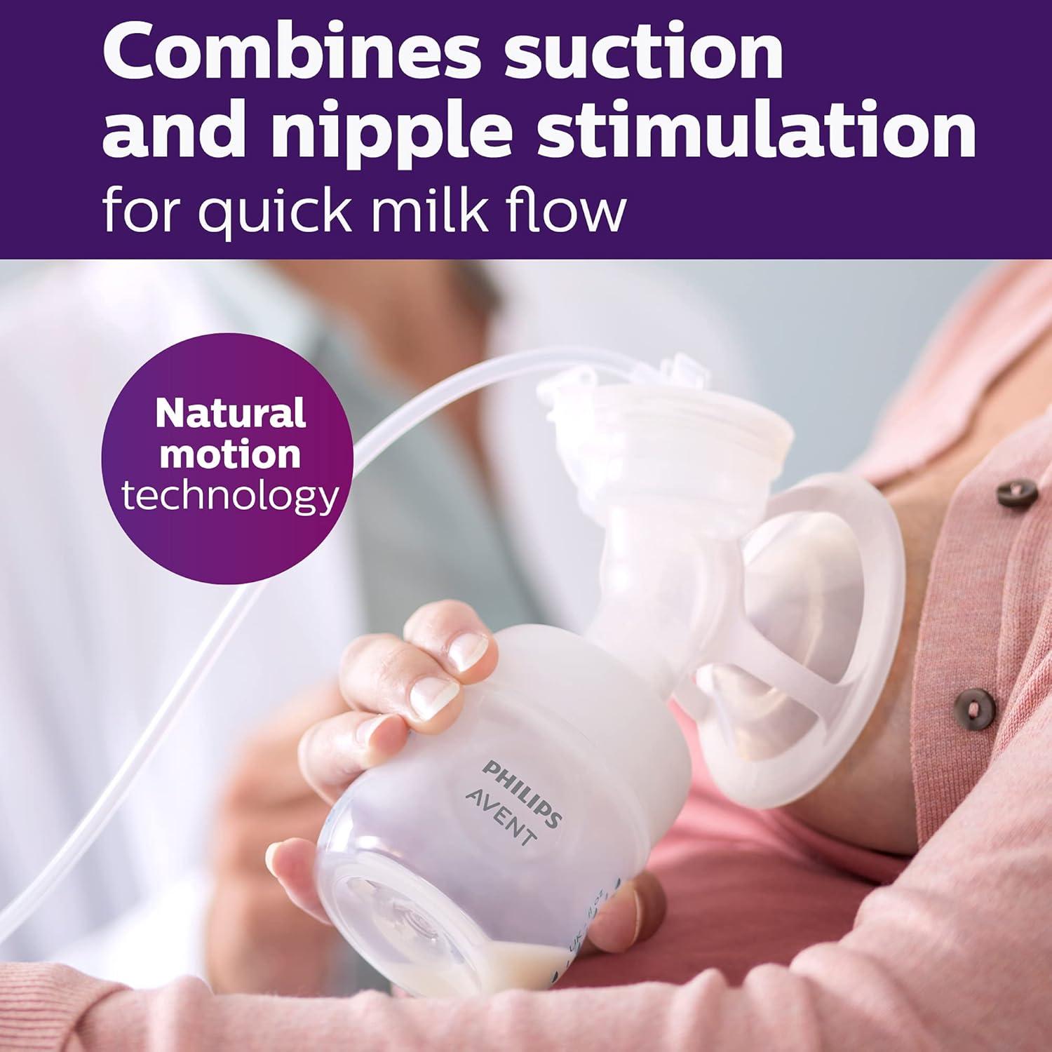 image:imagePhilips AVENT Double Electric Breast Pump Advanced with Natural Motion Technology with Clear Natural Response Baby Bottles White Pump Gray Bag Pouch and Belt SCF39462Double Electric Breast Pump