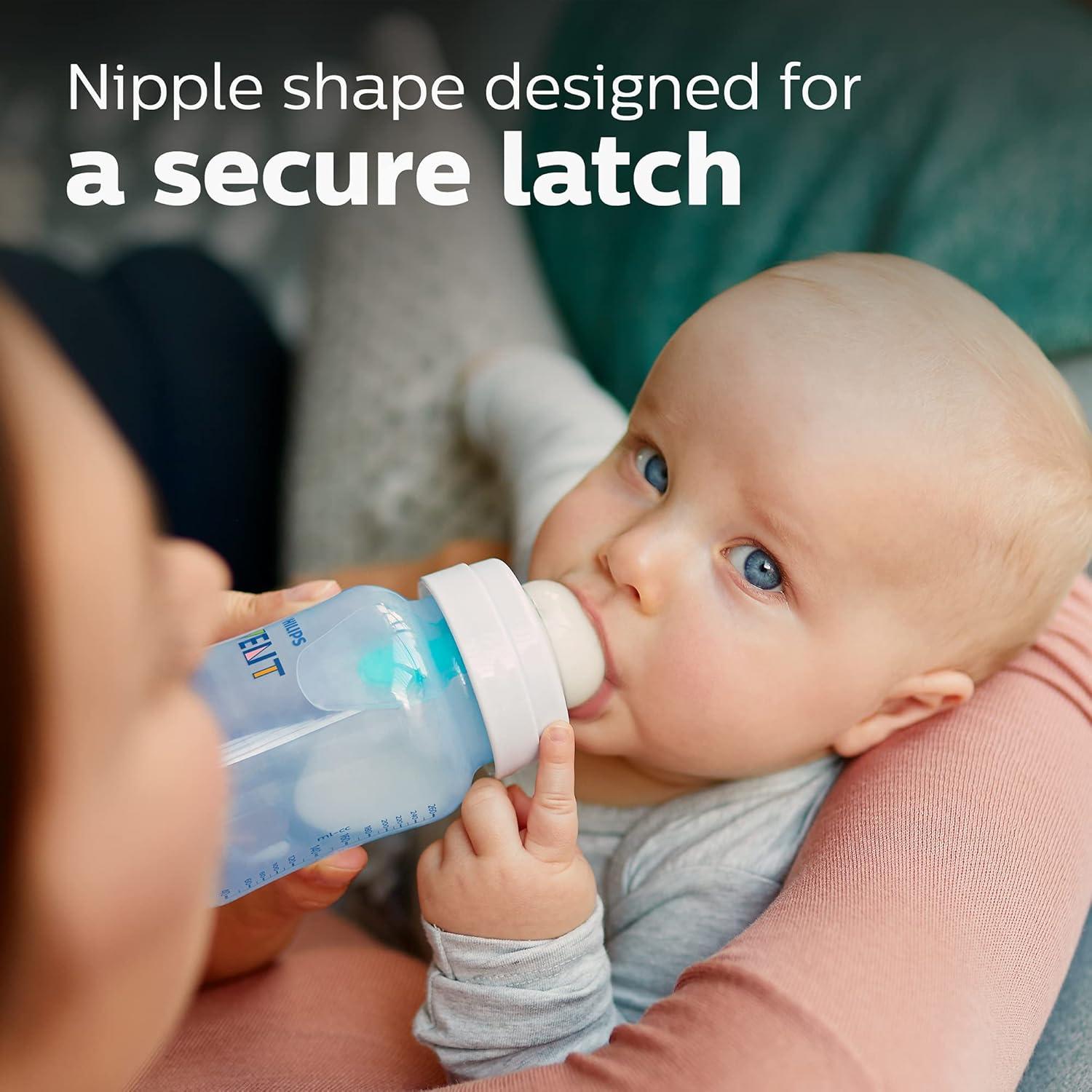 image:imagePhilips Avent AntiColic Bottle with AirFree Vent 4oz with Flow 1 Nipples 0m 4pk Clear SCY70104Blue