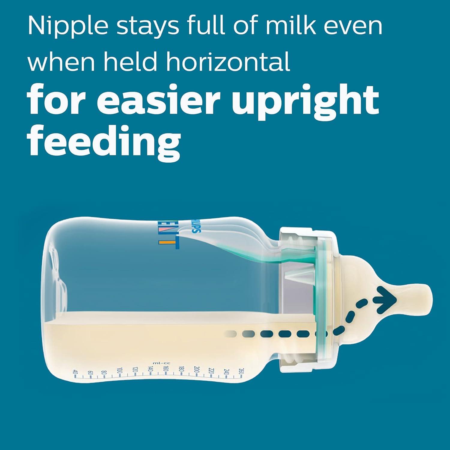 image:imagePhilips Avent AntiColic Bottle with AirFree Vent 4oz with Flow 1 Nipples 0m 4pk Clear SCY70104Blue