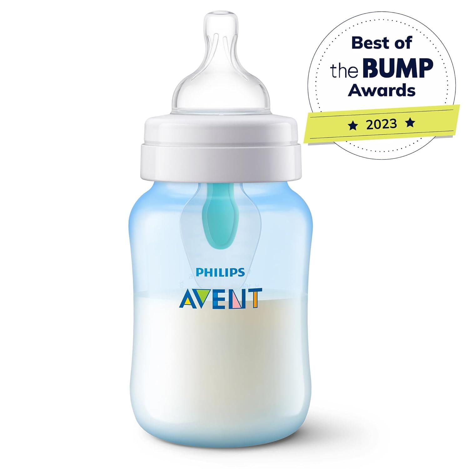image:imagePhilips Avent AntiColic Bottle with AirFree Vent 4oz with Flow 1 Nipples 0m 4pk Clear SCY70104Blue
