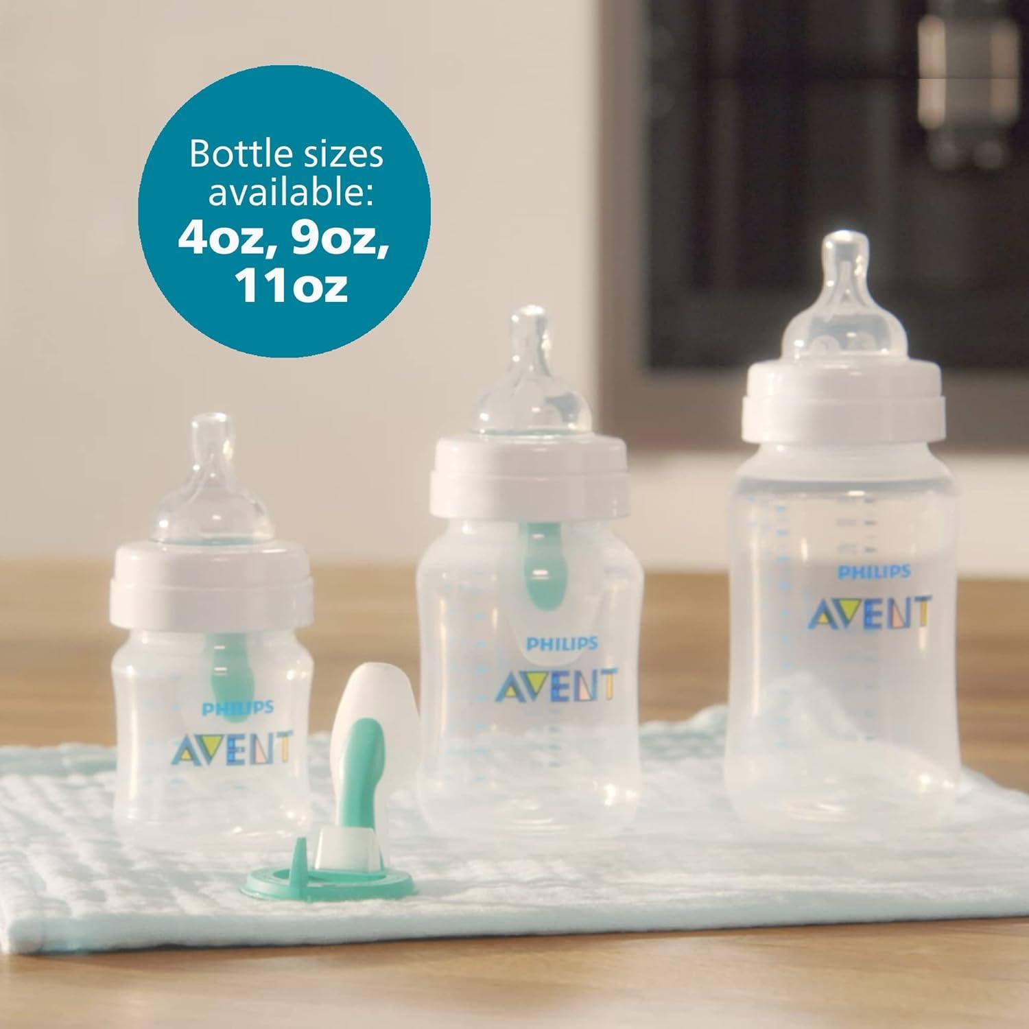 image:imagePhilips Avent AntiColic Bottle with AirFree Vent 4oz with Flow 1 Nipples 0m 4pk Clear SCY70104Blue