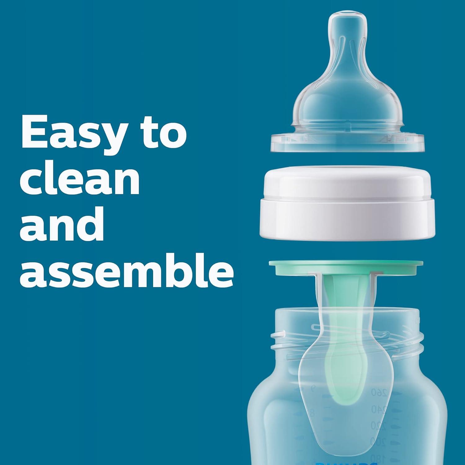 image:imagePhilips Avent AntiColic Bottle with AirFree Vent 4oz with Flow 1 Nipples 0m 4pk Clear SCY70104Blue