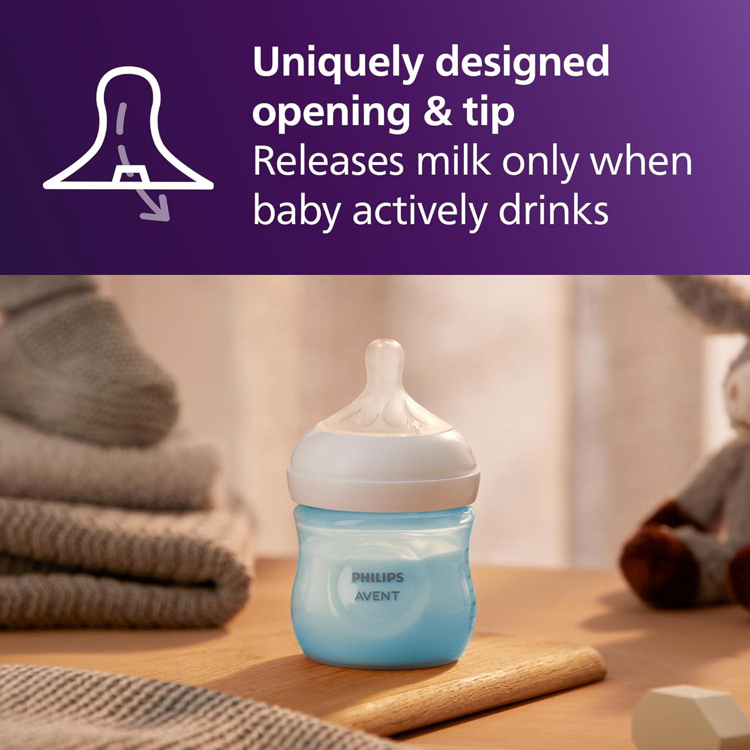 image:imagePhilips Avent Natural Baby Bottles with Natural Response Nipples Medium Flow Flow 3 with Seahorse and Starfish Design 9oz 4Pack SCY90368Blue