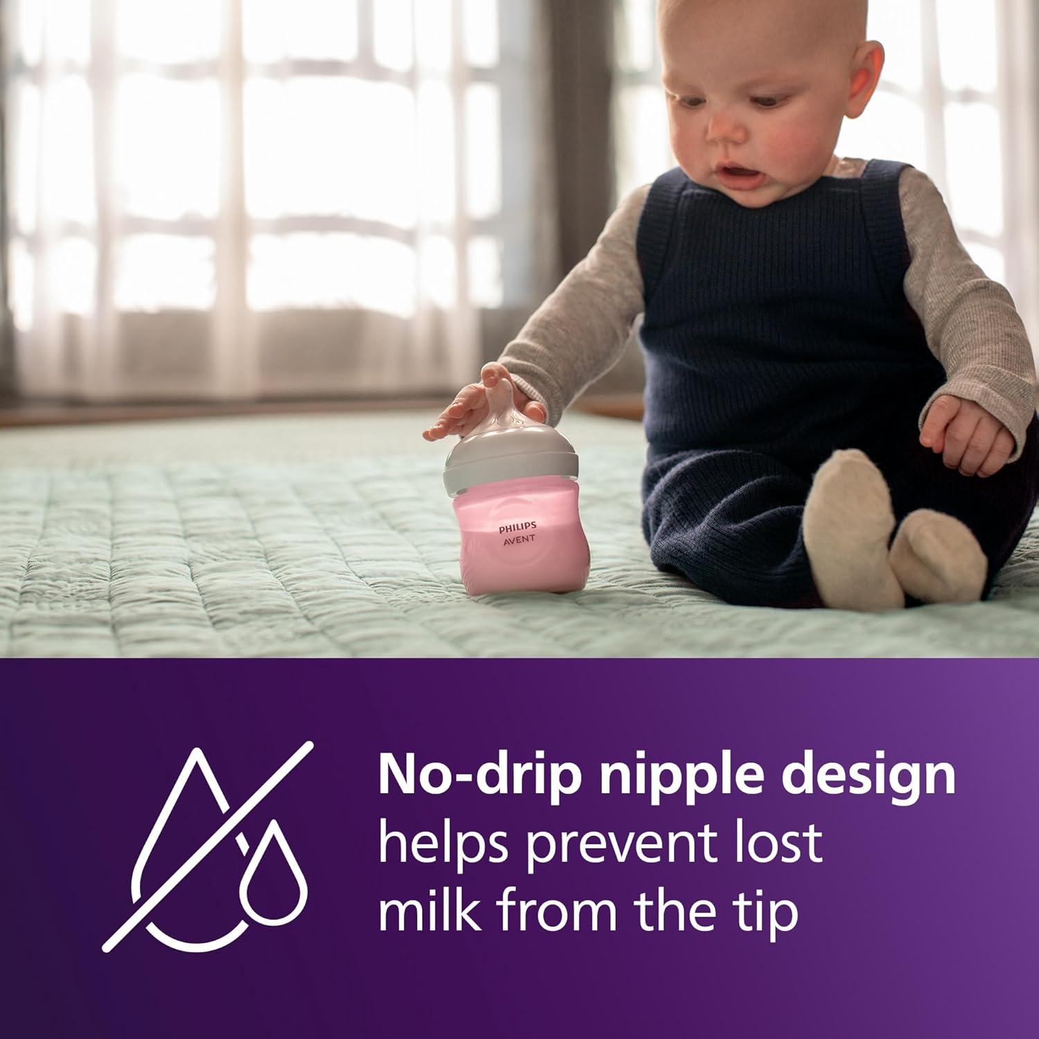 image:imagePhilips Avent Natural Baby Bottles with Natural Response Nipples Medium Flow Flow 3 with Seahorse and Starfish Design 9oz 4Pack SCY90368Pink