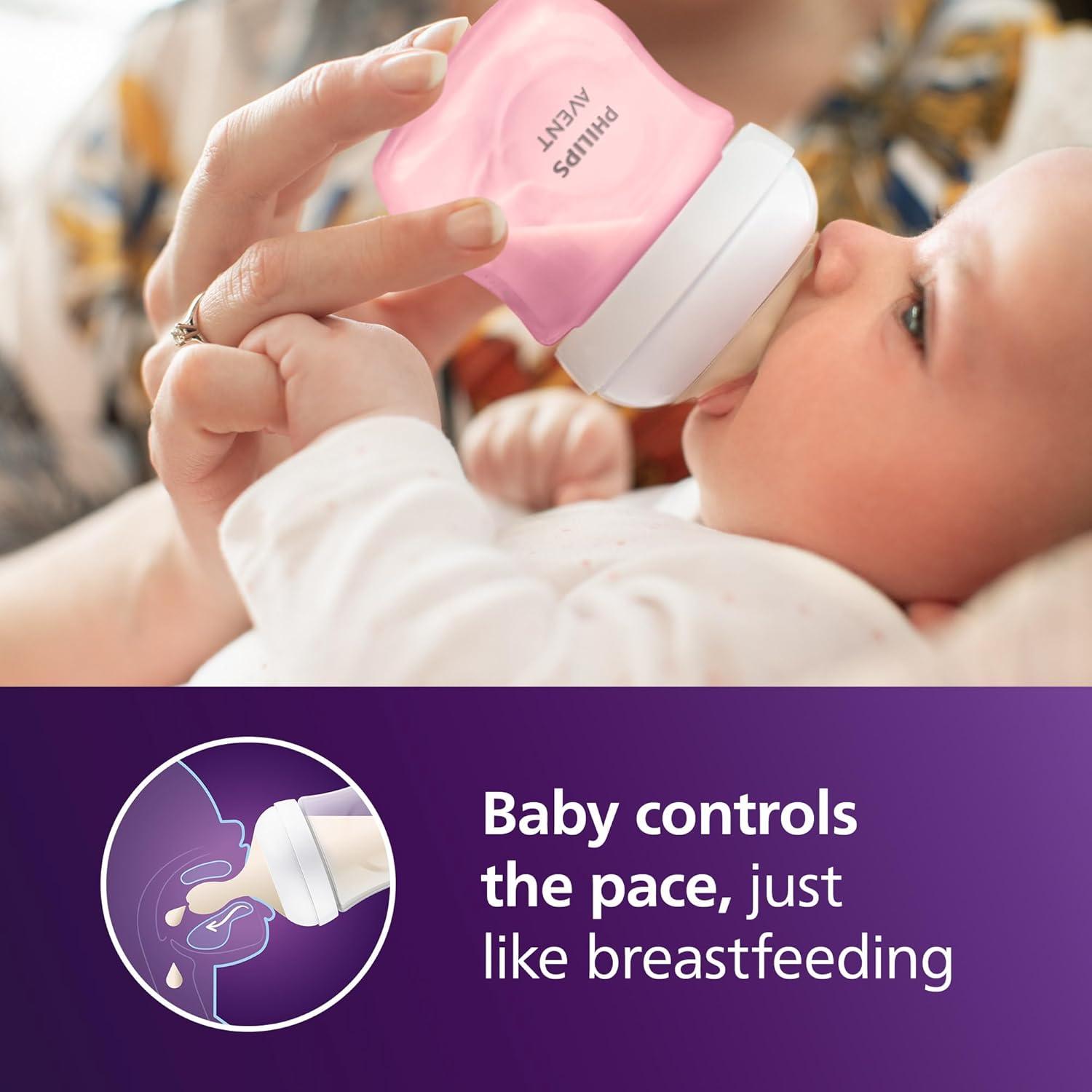 image:imagePhilips Avent Natural Baby Bottles with Natural Response Nipples Medium Flow Flow 3 with Seahorse and Starfish Design 9oz 4Pack SCY90368Pink