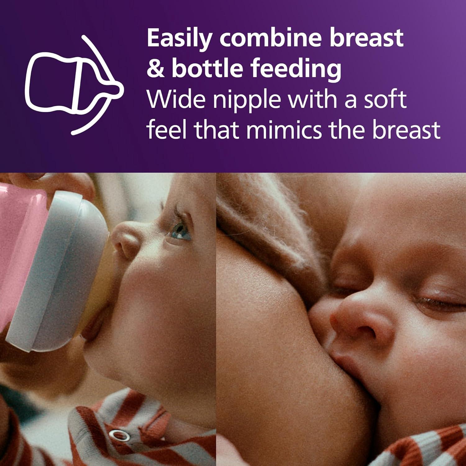 image:imagePhilips Avent Natural Baby Bottles with Natural Response Nipples Medium Flow Flow 3 with Seahorse and Starfish Design 9oz 4Pack SCY90368Pink