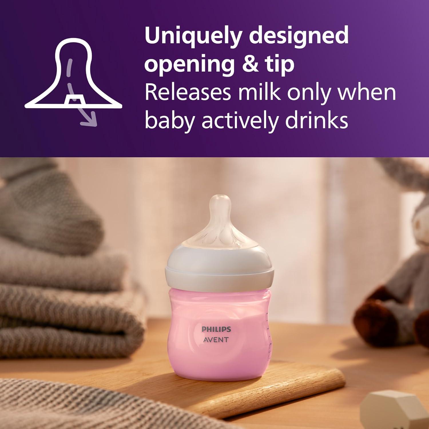 image:imagePhilips Avent Natural Baby Bottles with Natural Response Nipples Medium Flow Flow 3 with Seahorse and Starfish Design 9oz 4Pack SCY90368Pink