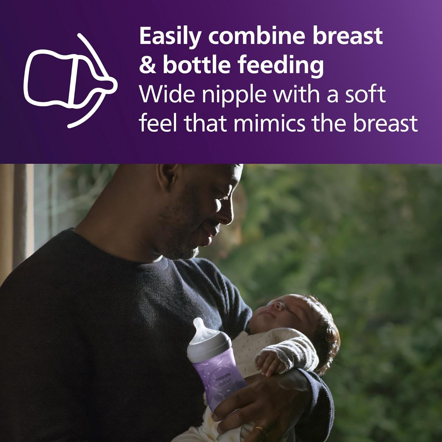 image:imagePhilips Avent Natural Baby Bottles with Natural Response Nipples Medium Flow Flow 3 with Seahorse and Starfish Design 9oz 4Pack SCY90368Purple