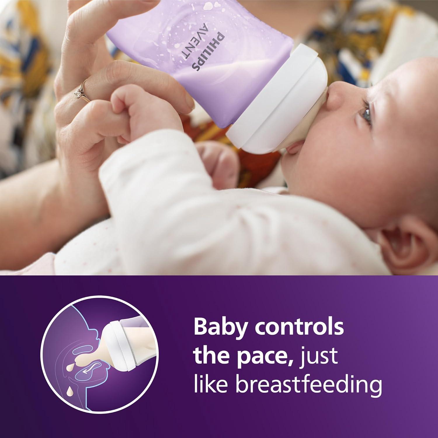 image:imagePhilips Avent Natural Baby Bottles with Natural Response Nipples Medium Flow Flow 3 with Seahorse and Starfish Design 9oz 4Pack SCY90368Purple