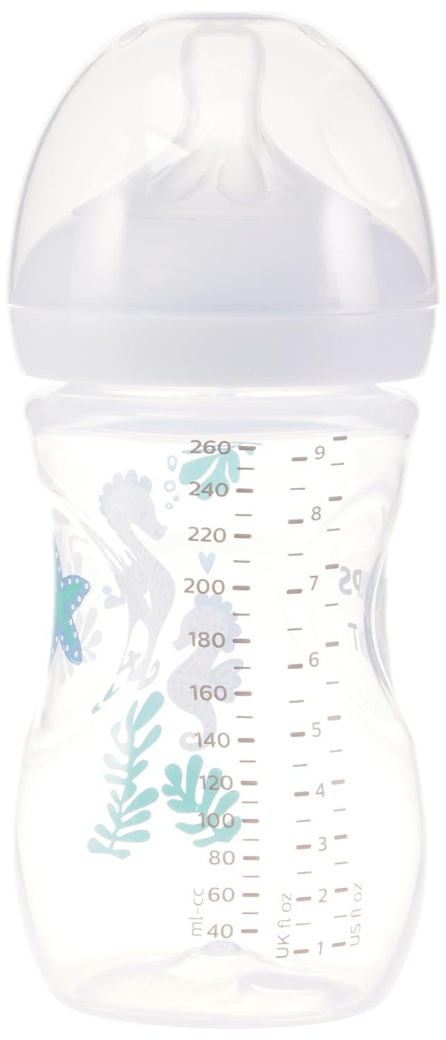 image:imagePhilips Avent Natural Baby Bottles with Natural Response Nipples Medium Flow Flow 3 with Seahorse and Starfish Design 9oz 4Pack SCY90368Sea Design