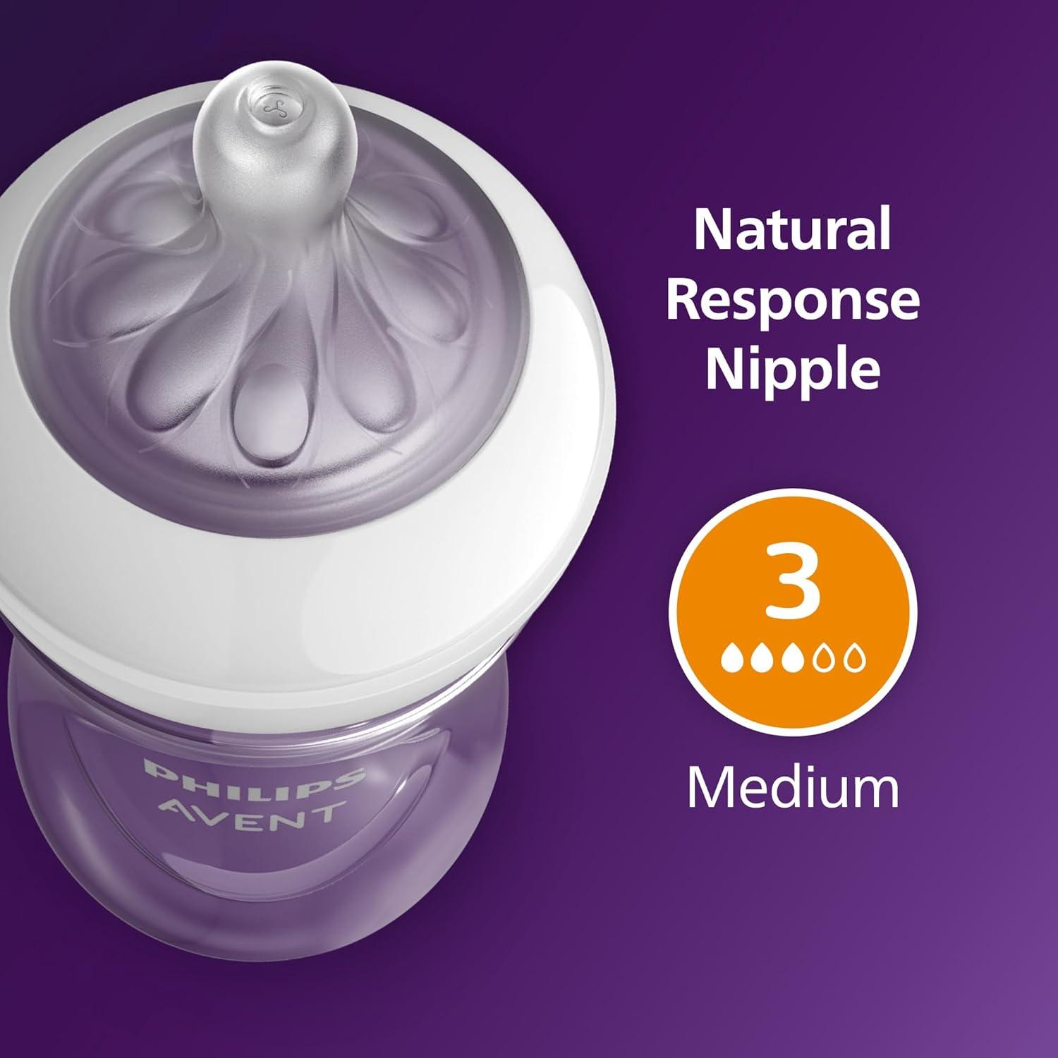 image:imagePhilips Avent Natural Baby Bottles with Natural Response Nipples Medium Flow Flow 3 with Seahorse and Starfish Design 9oz 4Pack SCY90368Teal