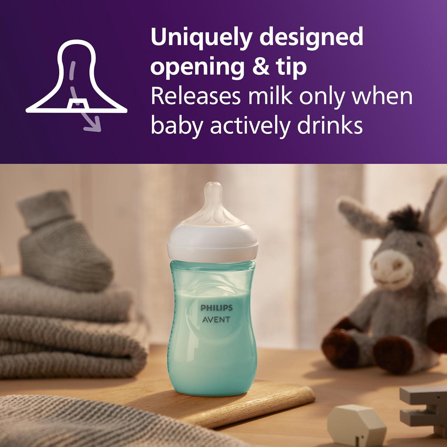image:imagePhilips Avent Natural Baby Bottles with Natural Response Nipples Medium Flow Flow 3 with Seahorse and Starfish Design 9oz 4Pack SCY90368Teal