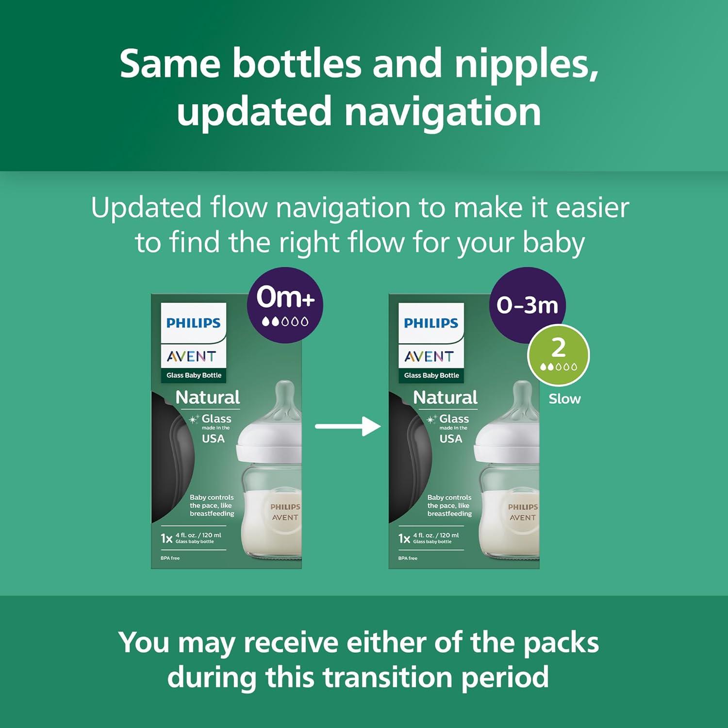 image:imagePhilips Avent Natural Glass Baby Bottles with Natural Response Nipples Medium Flow Flow 3 8oz 4Pack SCY913044 Ounce Pack of 4