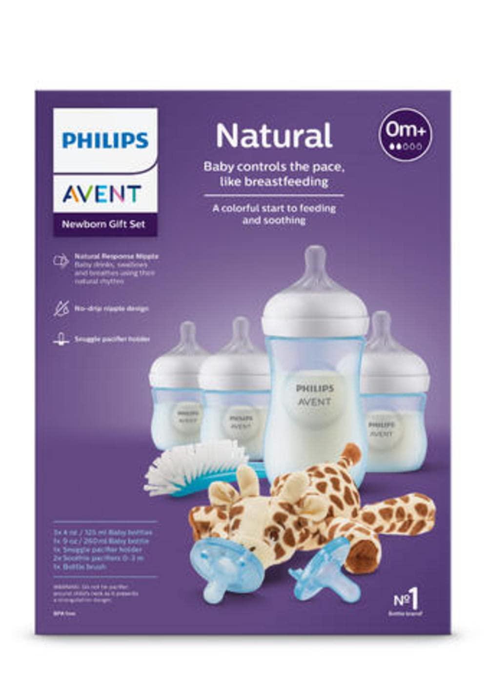 image:imagePhilips Avent Natural Response Baby Gift Set 3X 4oz Pink Bottles with Slow Flow Nipples Flow 2 1x 9oz Pink Bottle with Medium Flow Nipples Flow 3 2X Soothie Pacifiers 03m SCD83803Blue