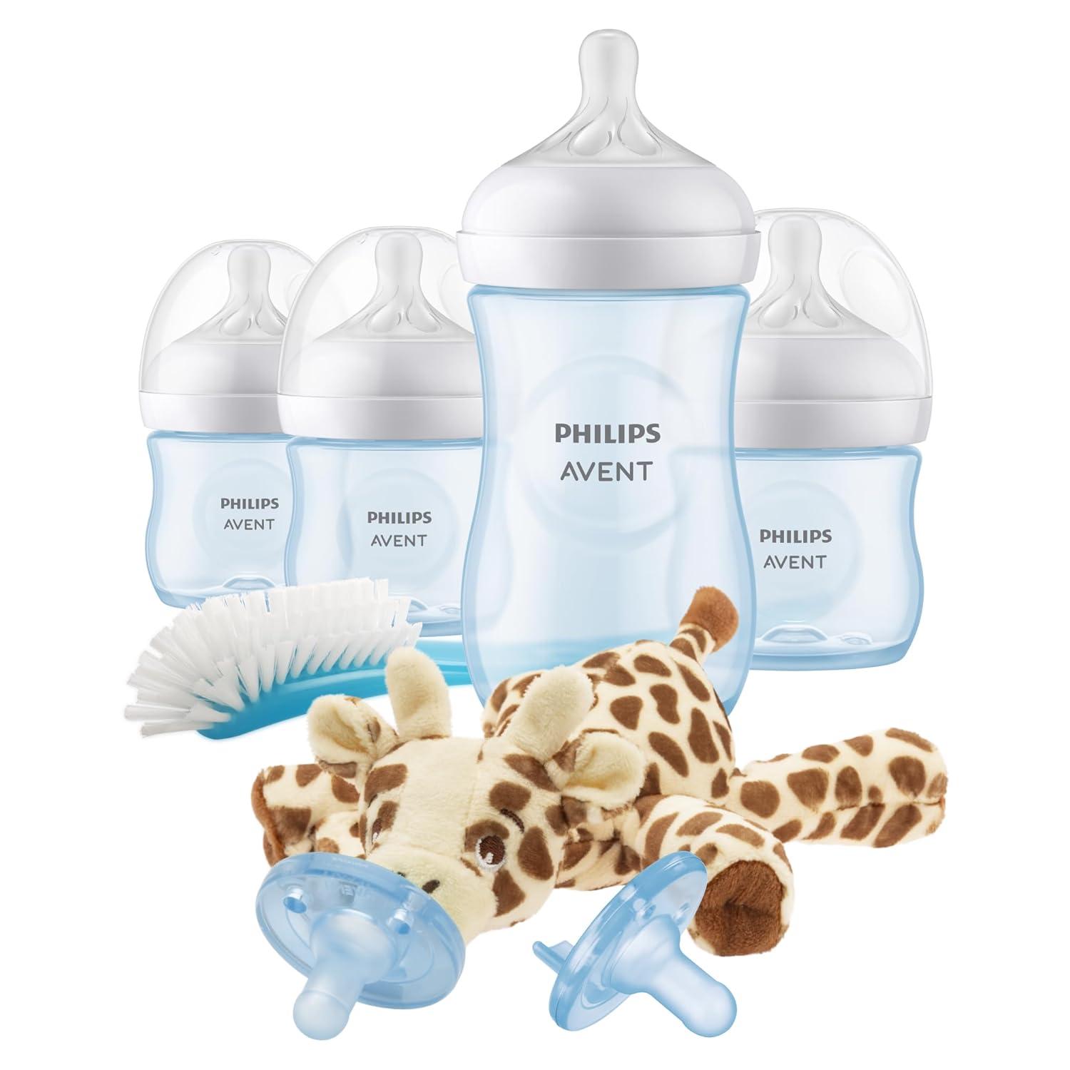 image:imagePhilips Avent Natural Response Baby Gift Set 3X 4oz Pink Bottles with Slow Flow Nipples Flow 2 1x 9oz Pink Bottle with Medium Flow Nipples Flow 3 2X Soothie Pacifiers 03m SCD83803Blue