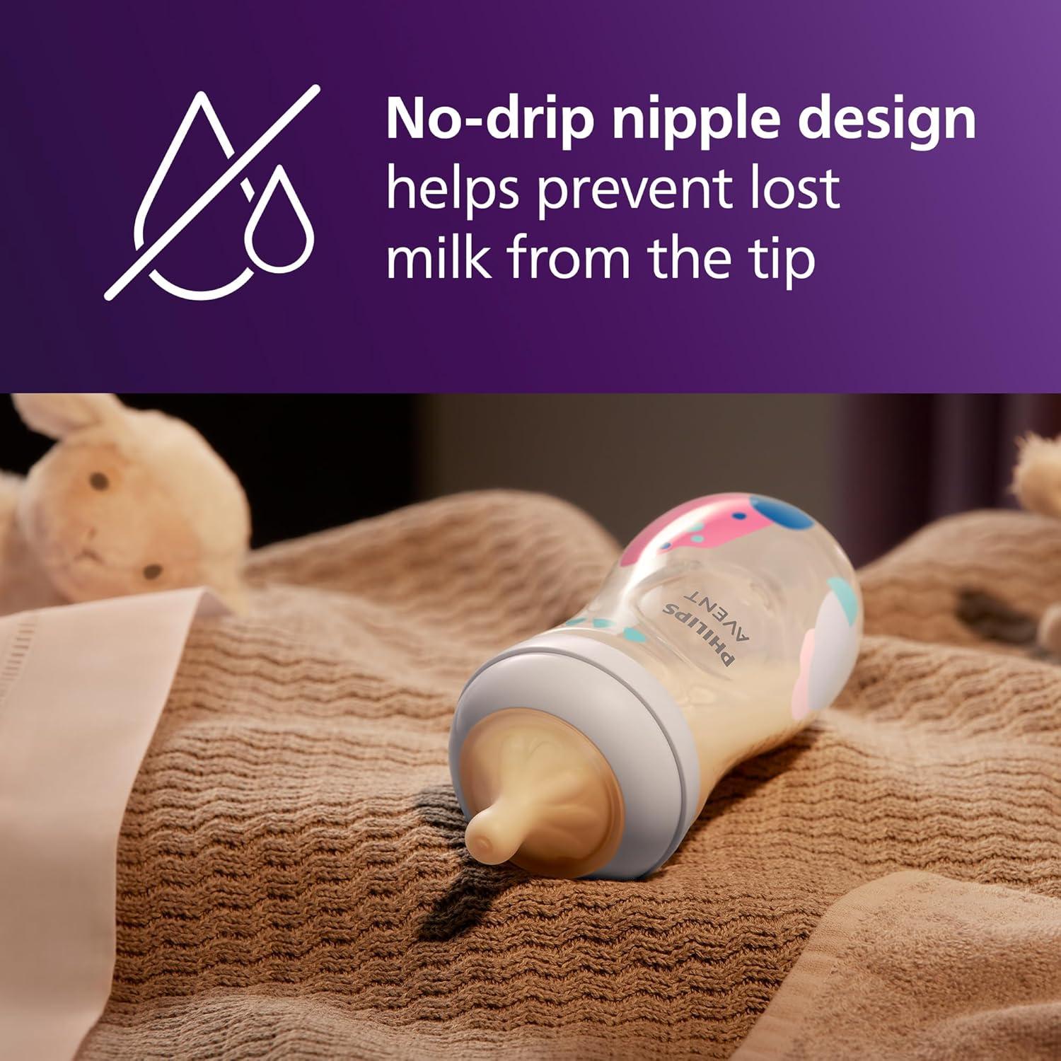 image:imagePhilips Avent PPSU Natural Baby Bottles with Medium Flow Nipples Flow 3 9oz with Decoration 2Pack SCY94302Pack of 2