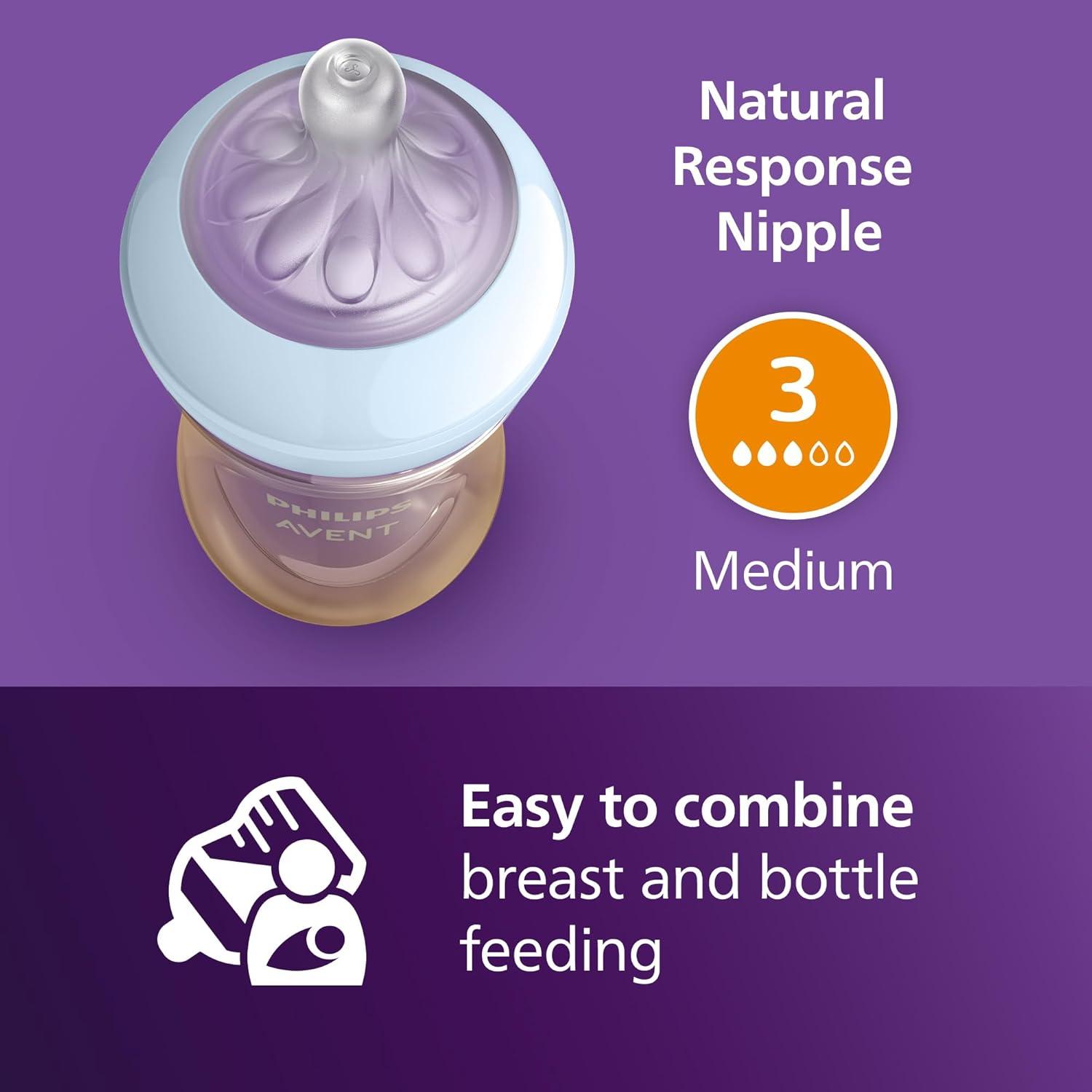 image:imagePhilips Avent PPSU Natural Baby Bottles with Medium Flow Nipples Flow 3 9oz with Decoration 2Pack SCY94302Pack of 2