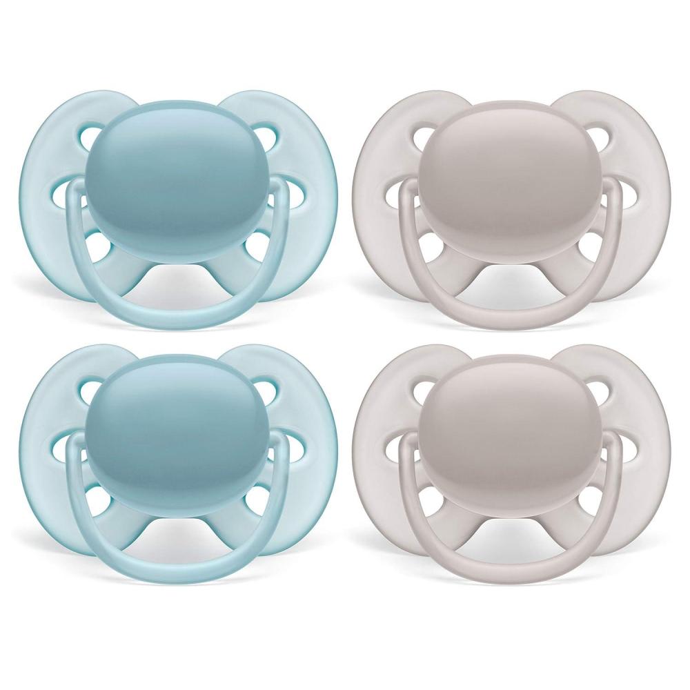 image:imagePhilips AVENT Ultra Soft Pacifier 06 Months Dreams and Happy Designs 4 Pack WhiteGreen SCF22243BlueGrey