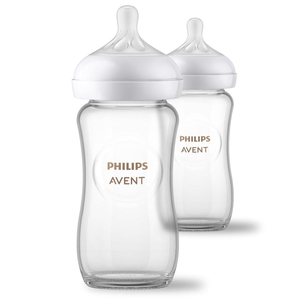image:imagePhilips Avent Natural Glass Baby Bottles with Natural Response Nipples Medium Flow Flow 3 8oz 4Pack SCY913048 Count Pack of 2