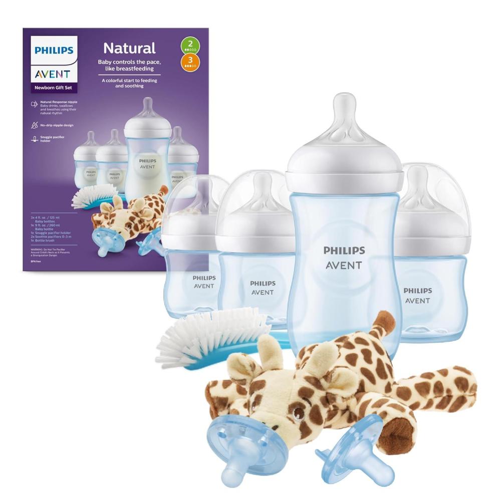 image:imagePhilips Avent Natural Response Baby Gift Set 3X 4oz Pink Bottles with Slow Flow Nipples Flow 2 1x 9oz Pink Bottle with Medium Flow Nipples Flow 3 2X Soothie Pacifiers 03m SCD83803Blue