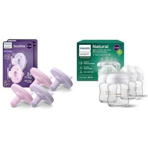 image:imageBundle of Philips Avent Soothie Baby Pacifiers 03 Months 4 Pack  Philips Avent Natural Glass Baby Bottles 4oz 4Pack