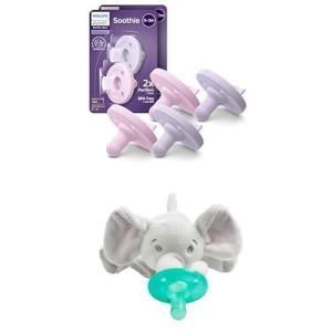 image:imageBundle of Philips Avent Soothies for Babies 03 Months 4 Pack Model SCF19070  Philips AVENT Soothie Snuggle Pacifier Holder with Detachable Pacifier 0m