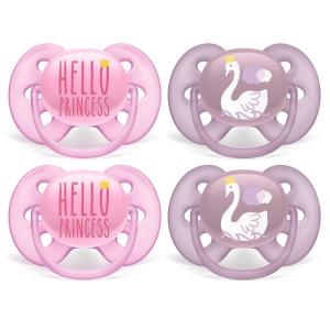 image:imagePhilips AVENT Ultra Soft Pacifier 06 Months Dreams and Happy Designs 4 Pack WhiteGreen SCF22243PrincessSwans