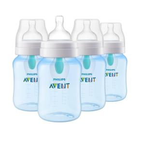 image:imagePhilips Avent AntiColic Bottle with AirFree Vent 4oz with Flow 1 Nipples 0m 4pk Clear SCY70104Blue