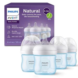 image:imagePhilips Avent Natural Baby Bottles with Natural Response Nipples Medium Flow Flow 3 with Seahorse and Starfish Design 9oz 4Pack SCY90368Blue