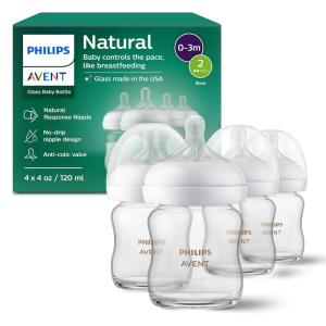 image:imagePhilips Avent Natural Glass Baby Bottles with Natural Response Nipples Medium Flow Flow 3 8oz 4Pack SCY913044 Ounce Pack of 4