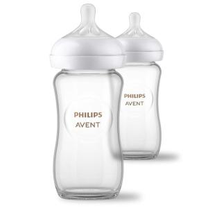 image:imagePhilips Avent Natural Glass Baby Bottles with Natural Response Nipples Medium Flow Flow 3 8oz 4Pack SCY913048 Count Pack of 2
