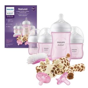 image:imagePhilips Avent Natural Response Baby Gift Set  3X 4oz Pink Bottles with Slow Flow Nipples Flow 2 1x 9oz Pink Bottle with Medium Flow Nipples Flow 3 2X Soothie Pacifiers 03m SCD83803Pink