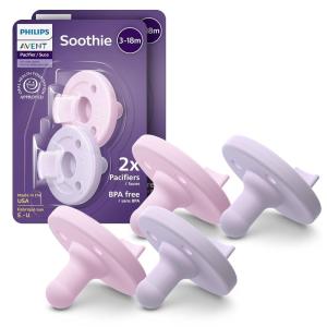 image:imagePhilips Avent Soothie Baby Pacifiers  100 Silicone Pacifiers for Babies 318 Months Onepiece Design BPAFree Extra Durable Sky Blue and Light Blue 4 Pack Model SCF19271LilacPastel Pink