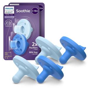 image:imagePhilips Avent Soothie Baby Pacifiers  100 Silicone Pacifiers for Babies 318 Months Onepiece Design BPAFree Extra Durable Sky Blue and Light Blue 4 Pack Model SCF19271Sky BlueLight Blue