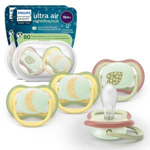 image:imagePhilips Avent Ultra Air Pacifiers  Orthodontic Design for Babies 18 Months ExtraFirm Silicone Symmetrical Nipple BPAFree with 2 Sterilizing Cases 4 Pack SCF34954Pale Yellow