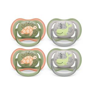 image:imagePhilips Avent Ultra Air Pacifiers  Orthodontic Design for Babies 618 Months Soft Silicone Symmetrical Nipple BPAFree 2 Sterilizing Cases 4 Pack SCF08725Orange Turtle  Green Whale